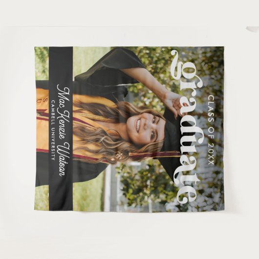 Afgestudeerd Boho Chic Trendy Klas van 2025 Afstud Wandkleed (Voorkant (horizontaal))