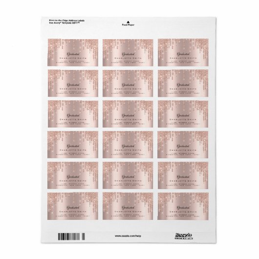 Afgestudeerd Bridal Roos Blush Sparkly Glitter RSV Etiket (Full Sheet)