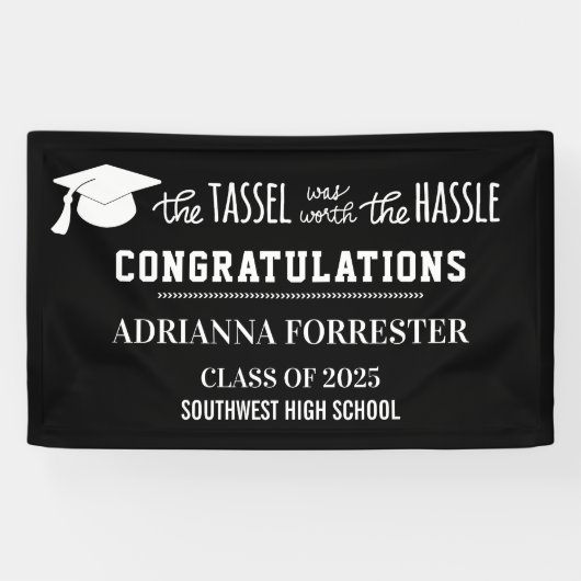 Afgestudeerd | De tasel was het gedoe waard Spandoek (Horizontaal)