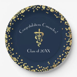 Afgestudeerd dierenarts Navyblauw Goud Papieren Bordje