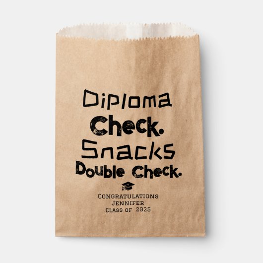 Afgestudeerd. Diploma? Controleer. Snacks? Control Bedankzakje (Voorkant)