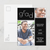 Afgestudeerd dubbel zwart foto-aankondiging aankondigingskaart (Voorkant / Achterkant)