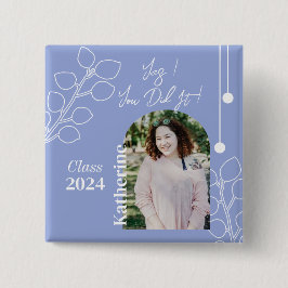 Afgestudeerd Eenvoudig Loof Foto Lavendel Vierkante Button 5,1 Cm