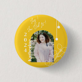 Afgestudeerd Eenvoudig Loof Foto Mosterd Ronde Button 3,2 Cm