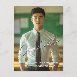 Afgestudeerd eigen foto en uitnodiging 2 ansichtka