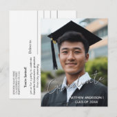 Afgestudeerd eigen foto en uitnodiging 3 ansichtka (Voorkant / Achterkant)