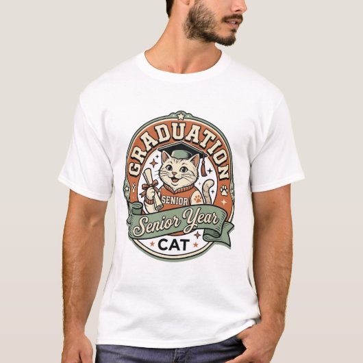 Afgestudeerd eindexamenjaar kat Afgestudeerd einde T-shirt (Voorkant)