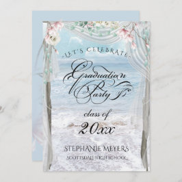 AFGESTUDEERD | Elegant Beach Floral Arbor Kaart