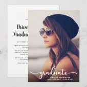 Afgestudeerd-feestje Witte Script Foto Kaart (Voorkant / Achterkant)