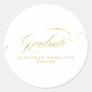 Afgestudeerd Folie Goud Elegante Script Afstuderen Ronde Sticker