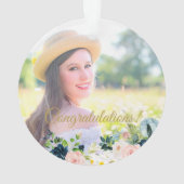 Afgestudeerd | FOTO Elegant bloemenblauw en goud Ornament (achterkant)