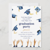 Afgestudeerd Foto l Happy Blue Petten Party Kaart (Voorkant)