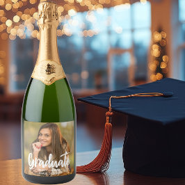 Afgestudeerd Foto Vet Schrift Aangepast Afstudeerf Sparkling Wijnetiket