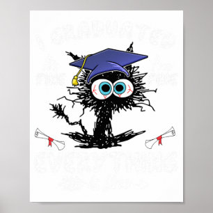 Afgestudeerd Funny Black Cat Afstuderen Laatste da Poster