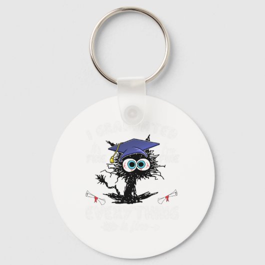 Afgestudeerd Funny Black Cat Afstuderen Laatste da Sleutelhanger (Voorkant)