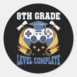 Afgestudeerd gamer voltooid niveau 8e leerjaar ronde sticker