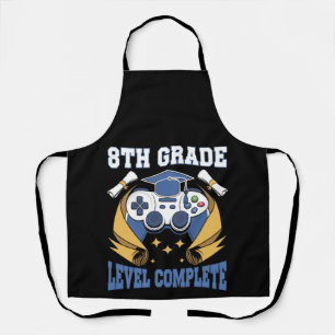 Afgestudeerd gamer voltooid niveau 8e leerjaar schort
