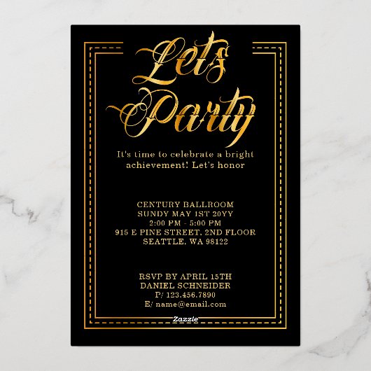 Afgestudeerd. Gouden aanraking Helder je toekomst Folie Uitnodiging (Achterkant)