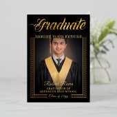 Afgestudeerd. Gouden aanraking Maak je toekomst mo Folie Uitnodiging (Staand Voorkant)