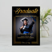 Afgestudeerd. Gouden greep Verhelder je toekomst Folie Uitnodiging (Staand Voorkant)