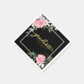 Afgestudeerd heet roze bloemendesign voor eindexam servet (Hoek)