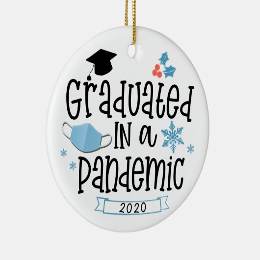 Afgestudeerd in een pandemische kerstversiering va keramisch ornament (Rechts)