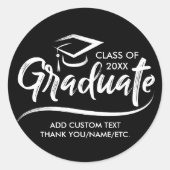 Afgestudeerd Jaar Afgestudeerde Naam Dank U Aangep Ronde Sticker (Voorkant)