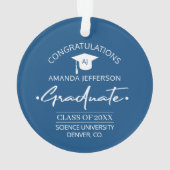 Afgestudeerd | Klas jaar en school elegant blauw Ornament (achterkant)