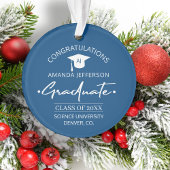 Afgestudeerd | Klas jaar en school elegant blauw Ornament