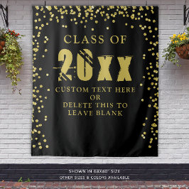 Afgestudeerd KLAS JAAR Zwart Gouden Confetti Zwart Wandkleed