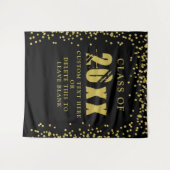 Afgestudeerd KLAS JAAR Zwart Gouden Confetti Zwart Wandkleed (Voorkant (horizontaal))