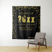 Afgestudeerd KLAS JAAR Zwart Gouden Confetti Zwart Wandkleed (In situ)