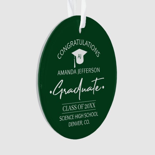 Afgestudeerd | Klasse jaar en school PHOTO groen Ornament (voorkant)