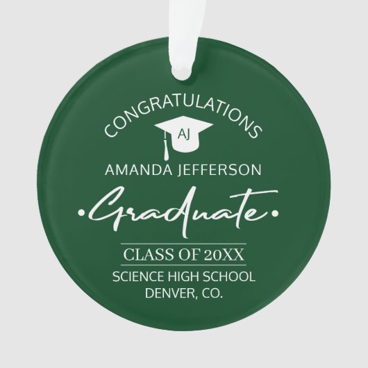 Afgestudeerd | Klasse jaar en school PHOTO groen Ornament (voorkant)