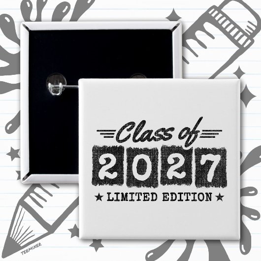 Afgestudeerd Limited Edition Seniorklas 2027 Vierkante Button 5,1 Cm