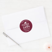 Afgestudeerd Maroon Klas Jaar Gefeliciteerd Naam Ronde Sticker (Envelop)