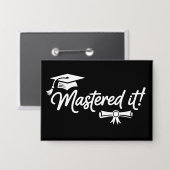 Afgestudeerd Masters Afstuderen Afgestudeerde Grad Button (Voorkant / Achterkant)