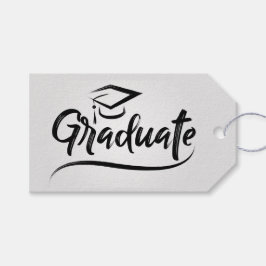 Afgestudeerd met afstudeerhoed cadeaulabel