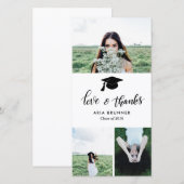 Afgestudeerd met liefde en dank drie foto modern aankondiging (Voorkant / Achterkant)