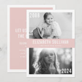 Afgestudeerd met Roze Foto Collage Afstudeeruitnod Kaart (Voorkant / Achterkant)