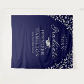 Afgestudeerd modern blauw zilver afstudeerbackdrop wandkleed (Voorkant (horizontaal))