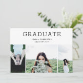 Afgestudeerd modern minimal script drie foto's kaart (Staand voorkant)