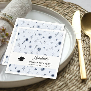Afgestudeerd Navy Blauwe Bloemen Servet