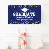 Afgestudeerd Navy Blue Afstudeerfeest Spandoek (Insitu)