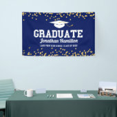Afgestudeerd Navy Blue Afstudeerfeest Spandoek (Beurs)