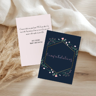 Afgestudeerd Navy Blue en Roze Bloemen Kaart