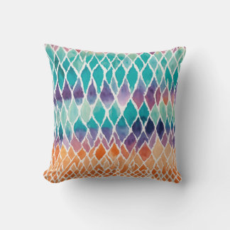 Afgestudeerd Ombré Waterverf Ikat en Greek Fret Pa Kussen