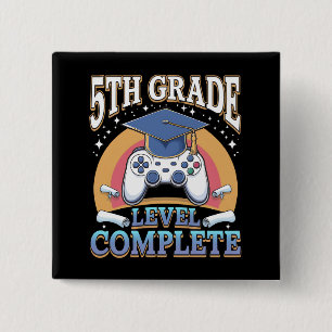 Afgestudeerd op 5e leerjaar niveau Gamen Gamer Vierkante Button 5,1 Cm