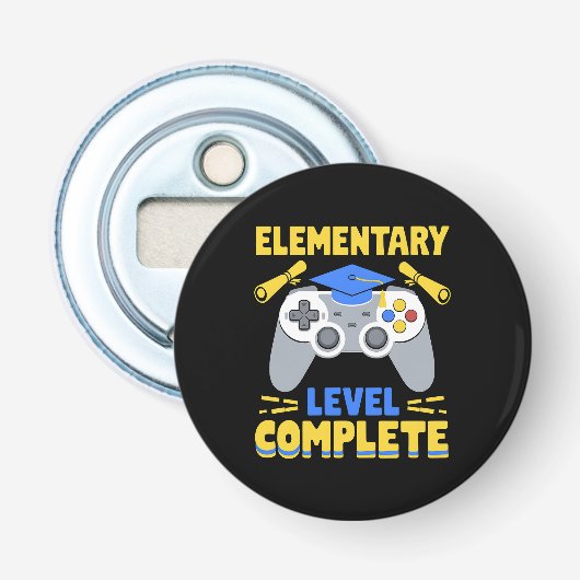 Afgestudeerd op basisniveau Gamen Gamer Afstuderen Button Flesopener (Voorkant)