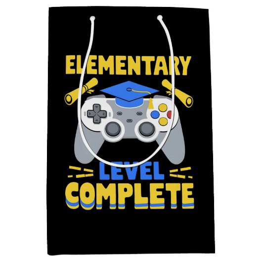 Afgestudeerd op basisniveau Gamen Gamer Afstuderen Medium Cadeauzakje (Voorkant)